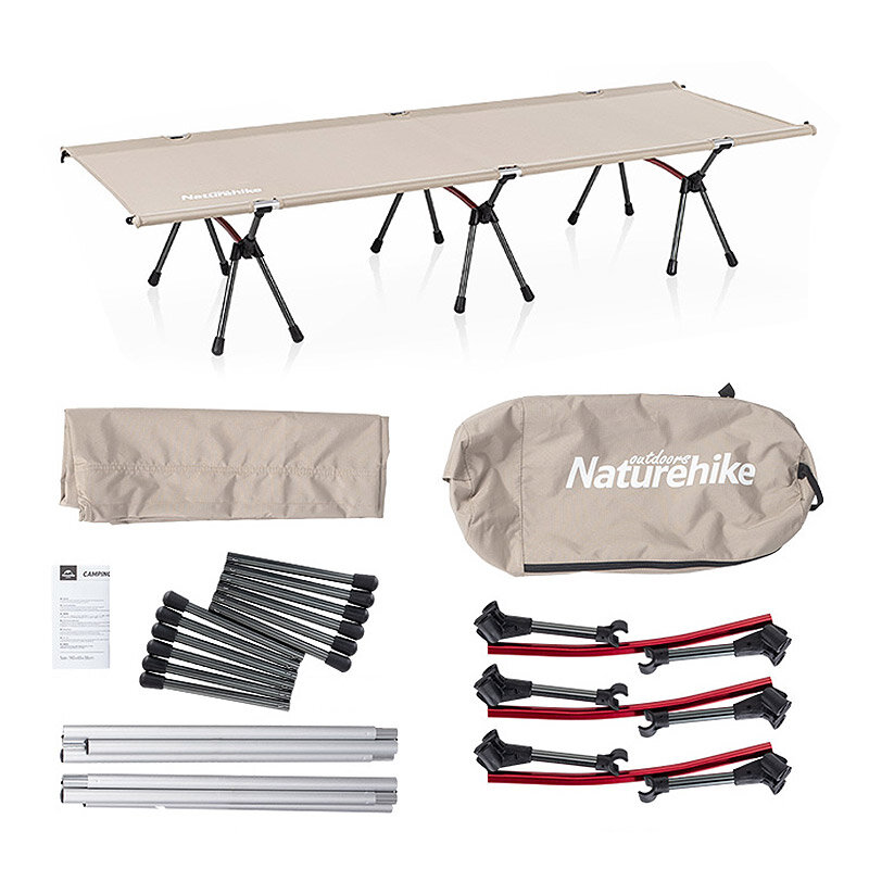 Naturehike-cama plegable de aluminio para acampar, catre ultraligero compacto y cómodo para viajes al aire libre, senderismo, mochila NH19J006, tienda plegable