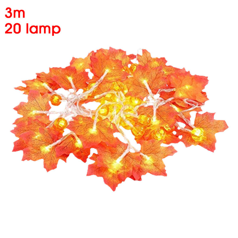 LED String Lights Maple Leaf Pumpkin Lights Battery Powered Lantern String for Halloween Thanksgiving Party Indoor Outdoor Decor