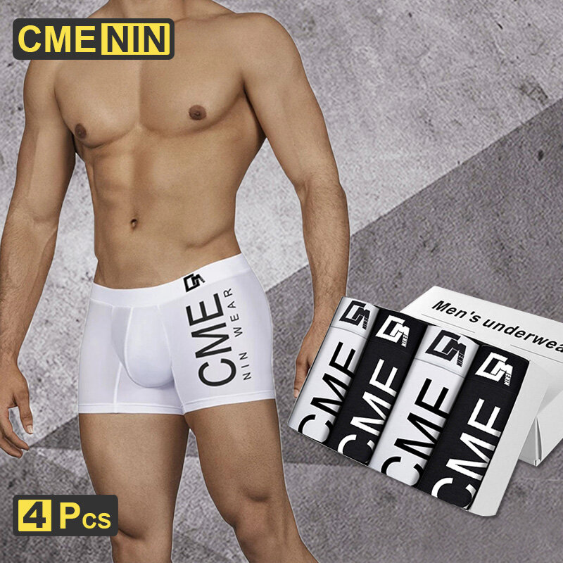 4Pcs CMENIN 섹시한 남자 속옷 복서 순수 코튼 인쇄 Boxershorts Cueca 남성 팬티 란제리 속옷 복서 반바지 CM212