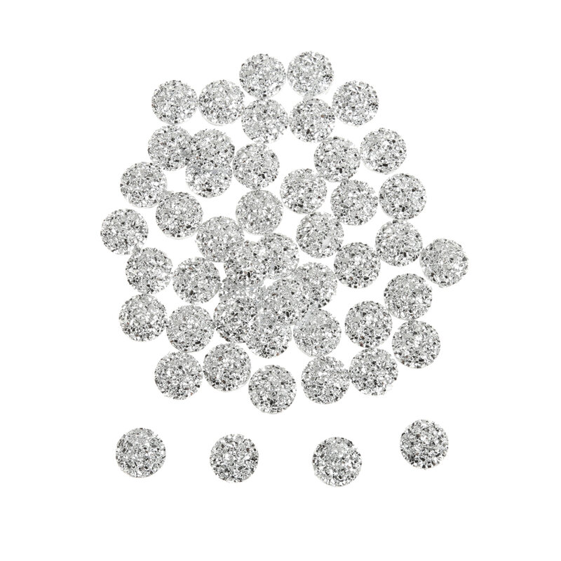 2x50 piezas de resina de plata con diamantes de imitación, adornos redondos de reverso plano para álbum de recortes