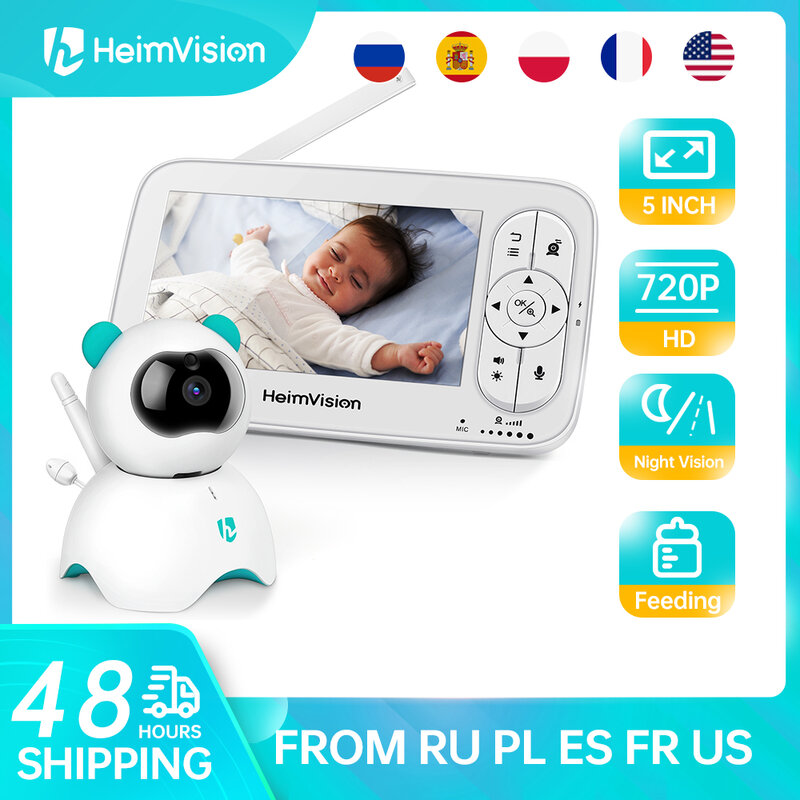 HeimVision – moniteur pour bébé HM136, 5.0 pouces, avec caméra, vidéo sans fil, nounou, sécurité, Vision nocturne, température, caméra de sommeil, 720P HD