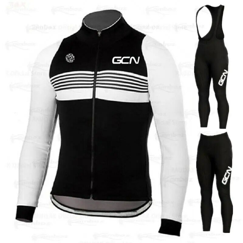 GCN-Conjunto de Ropa de Ciclismo para Hombre, Maillot de manga larga para bicicleta de montaña, pantalones de babero de GEL 19D, novedad de 2021