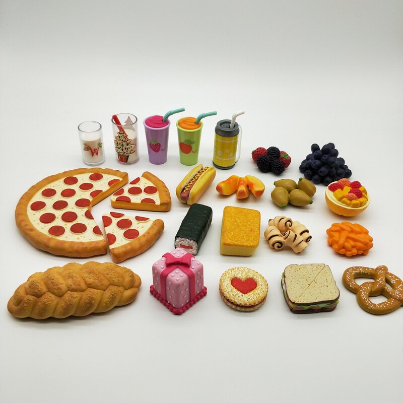 Mini modelo de comida de simulación de chica americana, crema, material DIY, pan, Pizza, muñeca, accesorios de juguete, adornos, onda 1