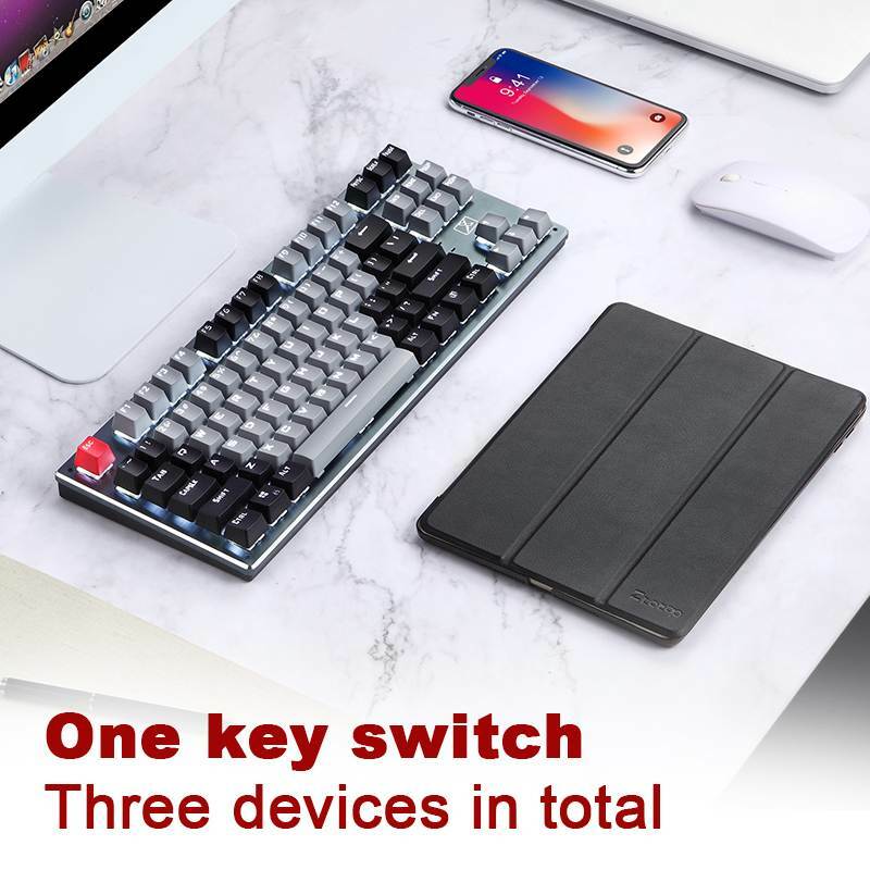 87Keys Keyboard Mekanis Backlit Keyboard Gaming Isi Ulang Bluetooth Berkabel Nirkabel untuk PC Laptop Tablet RF912D
