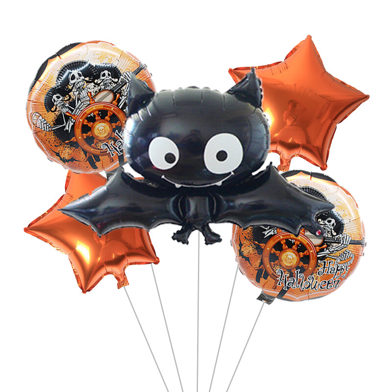 5 pçs/lote feliz dia das bruxas hypon fantasma aranha morcego balões da folha de alumínio festa de halloween tema decorações para casa suprimentos globo