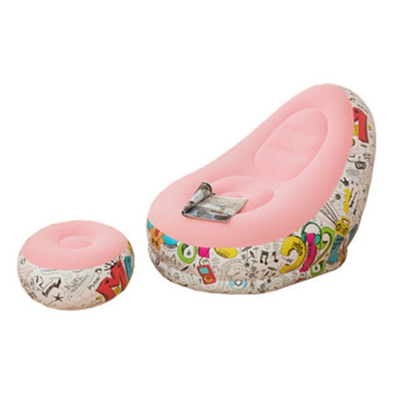 Graffiti Style Lazy Inflatable Sofa with Pedal Combination Lounger Recliner D0AD
