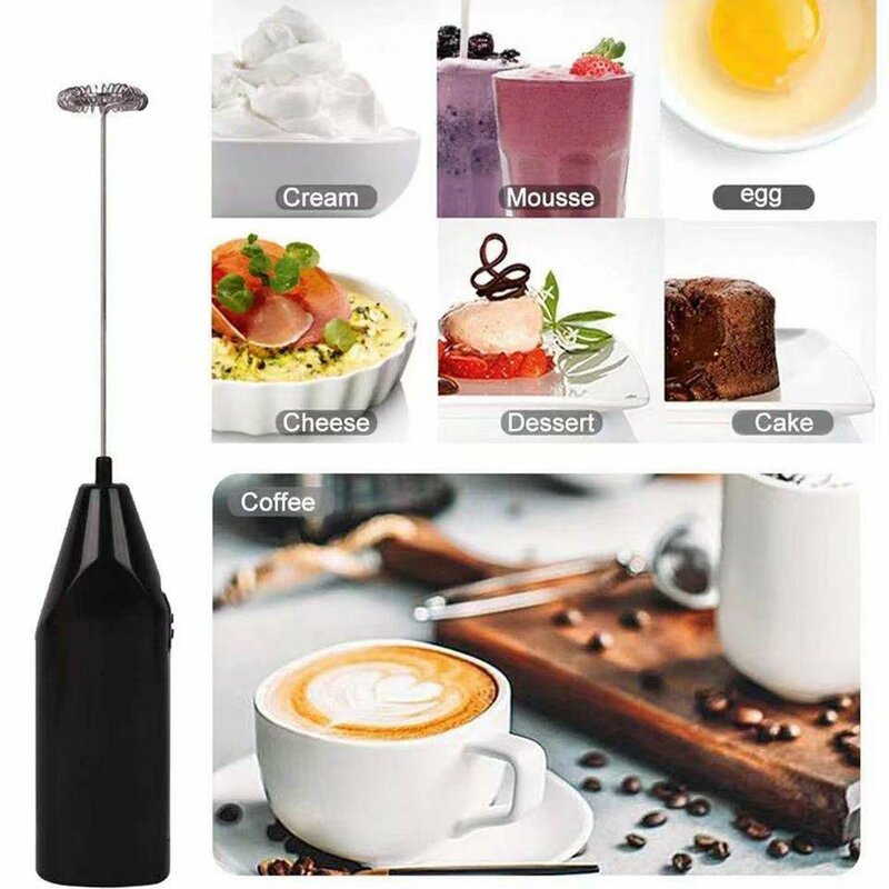Espumador de leite elétrico, máquina de café, misturador de espuma para leite, cappuccino, batedor de ovos, tipo conveniente, pequena potência
