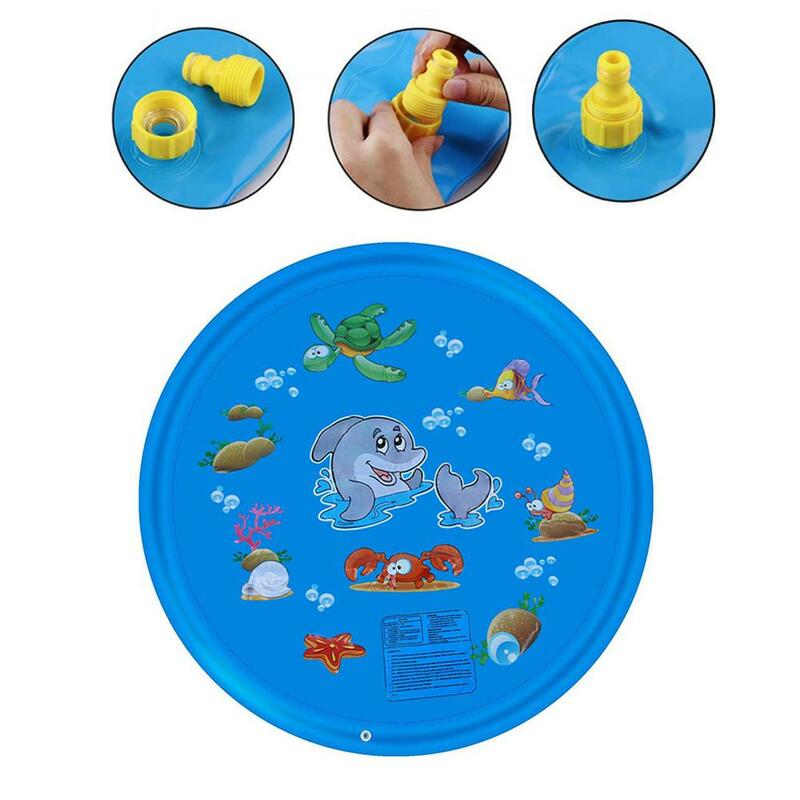 Summer Outdoor Garden Lawn Sea Animal Inflatable Cold Water Spray Kids Sprinkler Interactive Play Game Pad Mat Tub Bath Toys