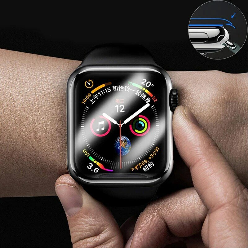 Protetor de tela para apple watch 5/4/3/2/1 3d curvado anti-risco anti-bolha de vidro protetor iwatch filme 44mm 40mm 42mm 38mm