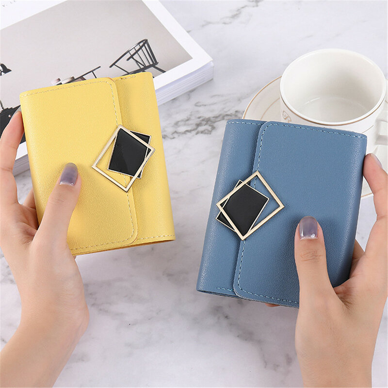 Unisex Short Wallet PU Leather Coin Purse ID Credit Bank Name Business Card Holder Case Lady Evening Party Clutch Money Bag Clip