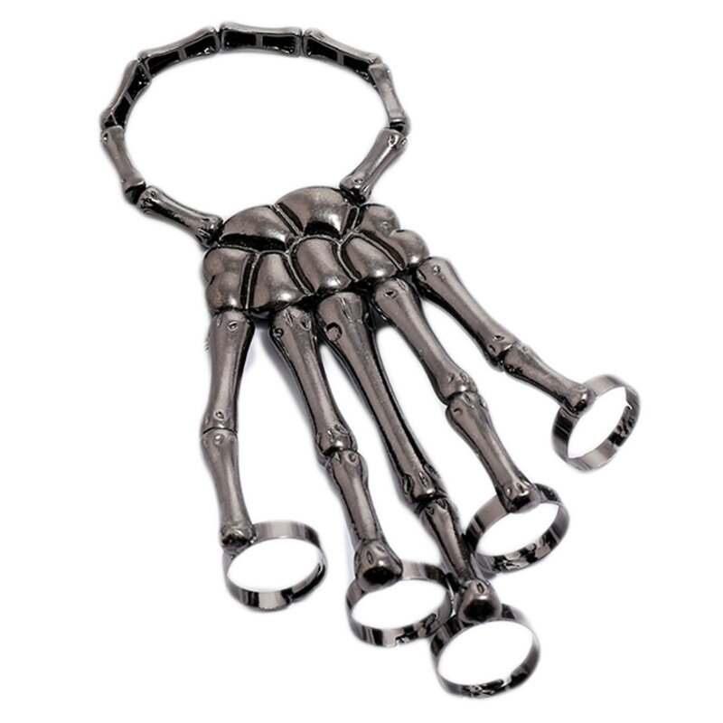 Przesadne metalowe szkielet bransoletka akcesoria do Halloween duch pazur ozdoby Cosplay Gothic palec szkielet bransoletka L41B