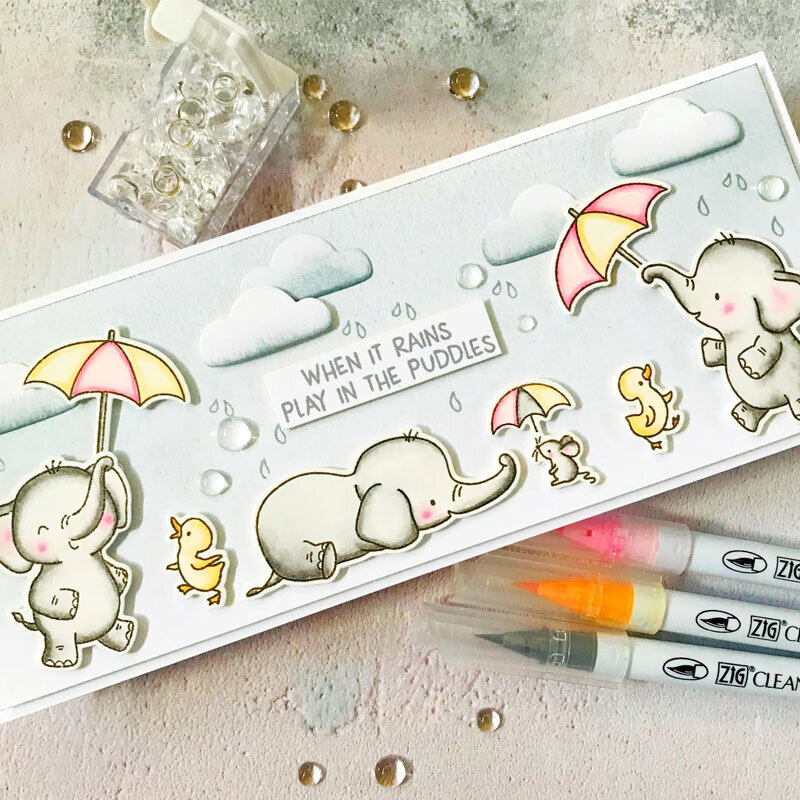 Rainy Day Shining Elephant Mouse Duck Graceful Umbrella Cloud Word Transparent Clear Stamps For DIY Scrapbooking Cards Craft