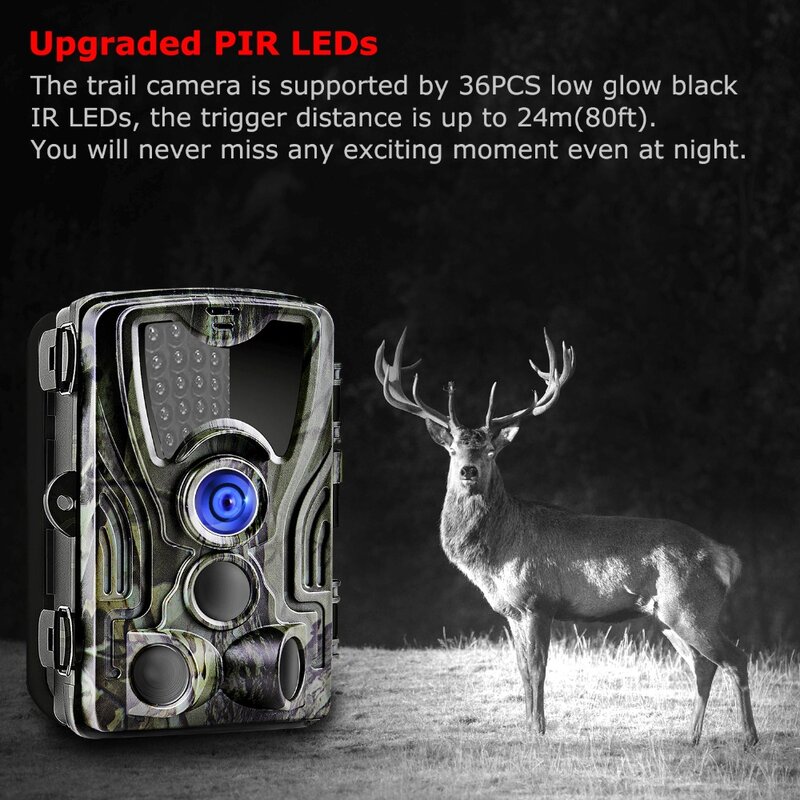 Охотничья камера Proker HC801A, 36 инфракрасных светодиодов, водонепроницаемая камера ночного видения для фотоловушки, 16 МП
