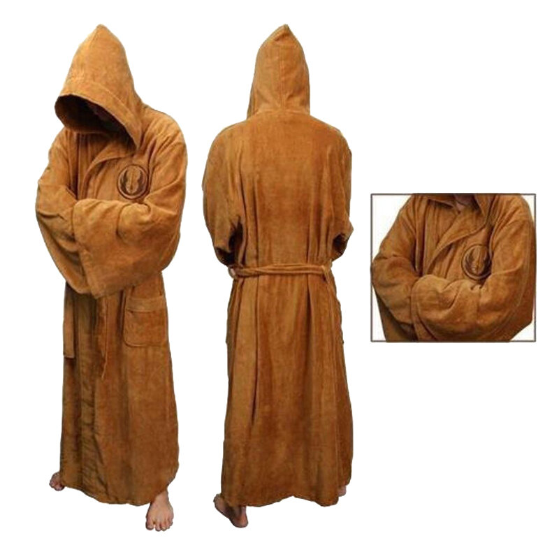 Flannel Robeชายที่มีHoodedหนาStar Wars Dressing Gown Jedi Empire Menเสื้อคลุมอาบน้ำฤดูหนาวยาวRobe Mens Bath robeชุดนอน