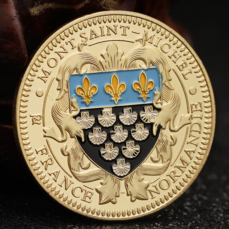 Памятная монета для религиозной веры, католической церкви, Золотая микро рельефная черная окрашенная памятная монета, Золотая фотомонета