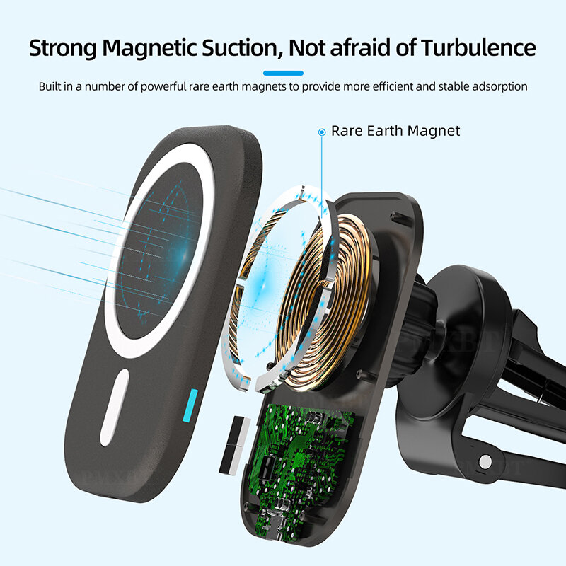 Suporte magnético carregador sem fio para iphone, suporte seguro 15w mag para carregar celular iphone 12 pro max