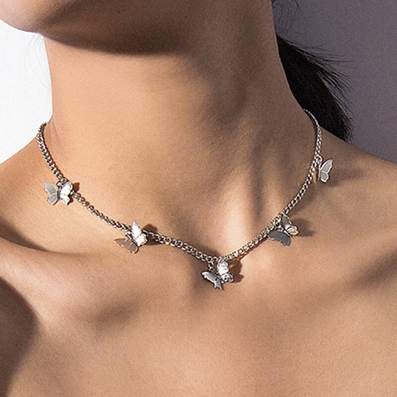Nuova collana della luna di modo per i monili dorati della catena del collo delle donne con i regali del pendente del cuore della farfalla trasporto libero