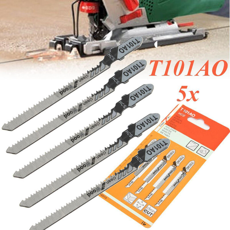 5pcs New T101AO Jigsaw Blades Set Clean Cut Wood Scroll Cutting Tool 1.5-15mm