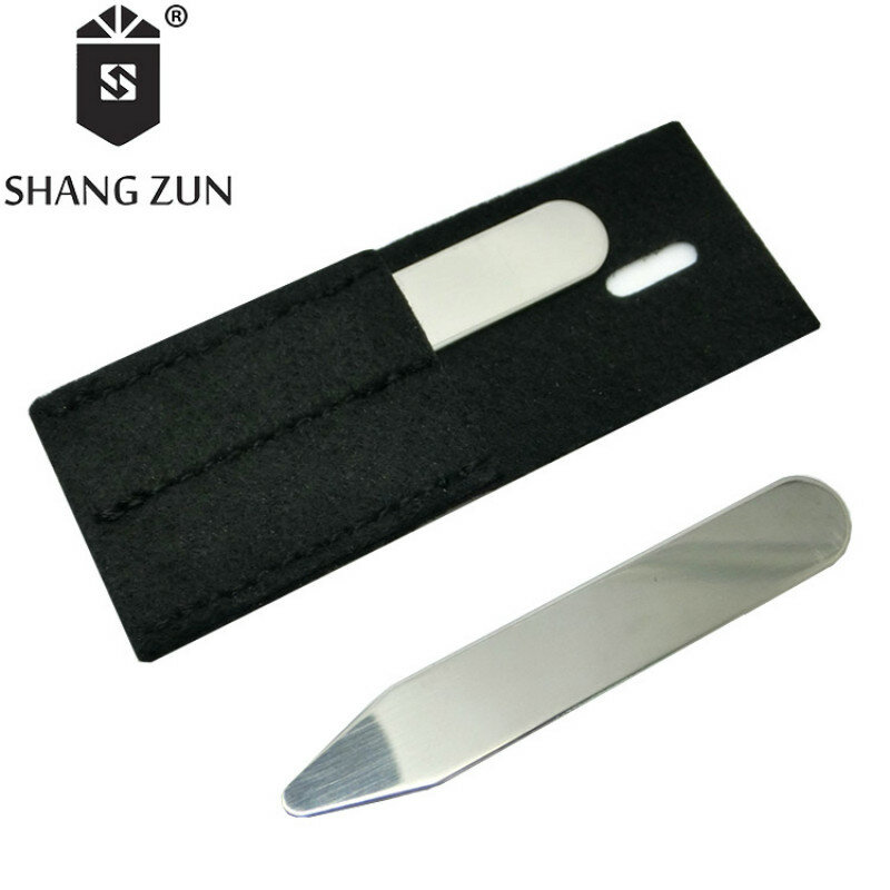 2Pcs Stainless Steel  Collar Stiffeners Stays Bones Set For Dress Shirt Men's Gifts Metal Collar Stays with Black Bag