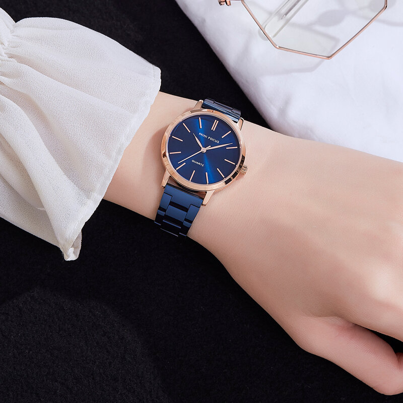 Mini foco elegante relógio para mulher marca superior de luxo casual senhoras relógios à prova dwaterproof água aço inoxidável reloj mujer montre femme
