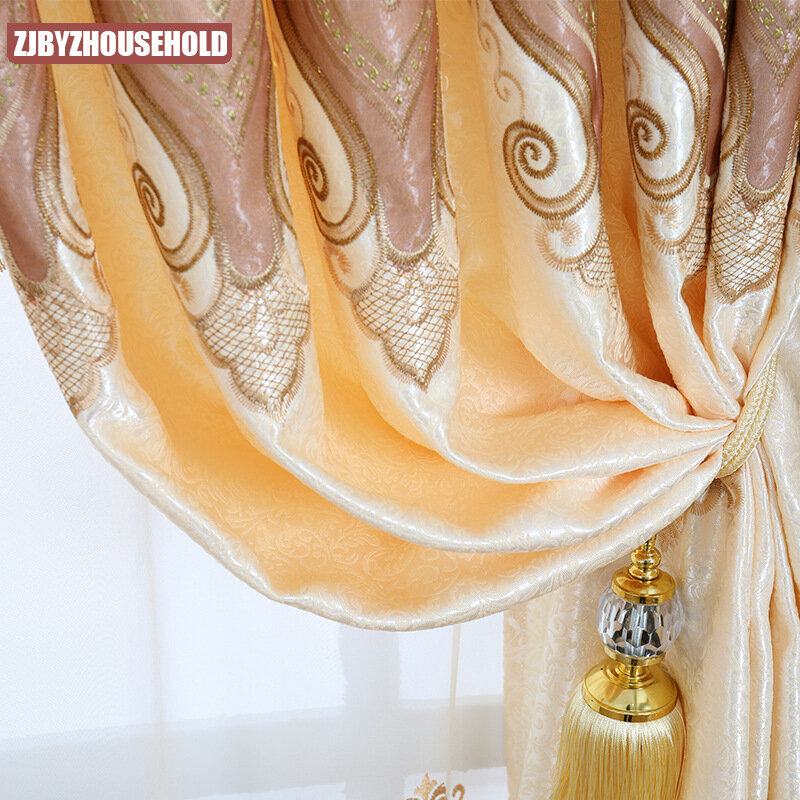 New Style Curtains for Living Dining Room Bedroom European-style Embroidery Curtains Tulle Finished Product Customization