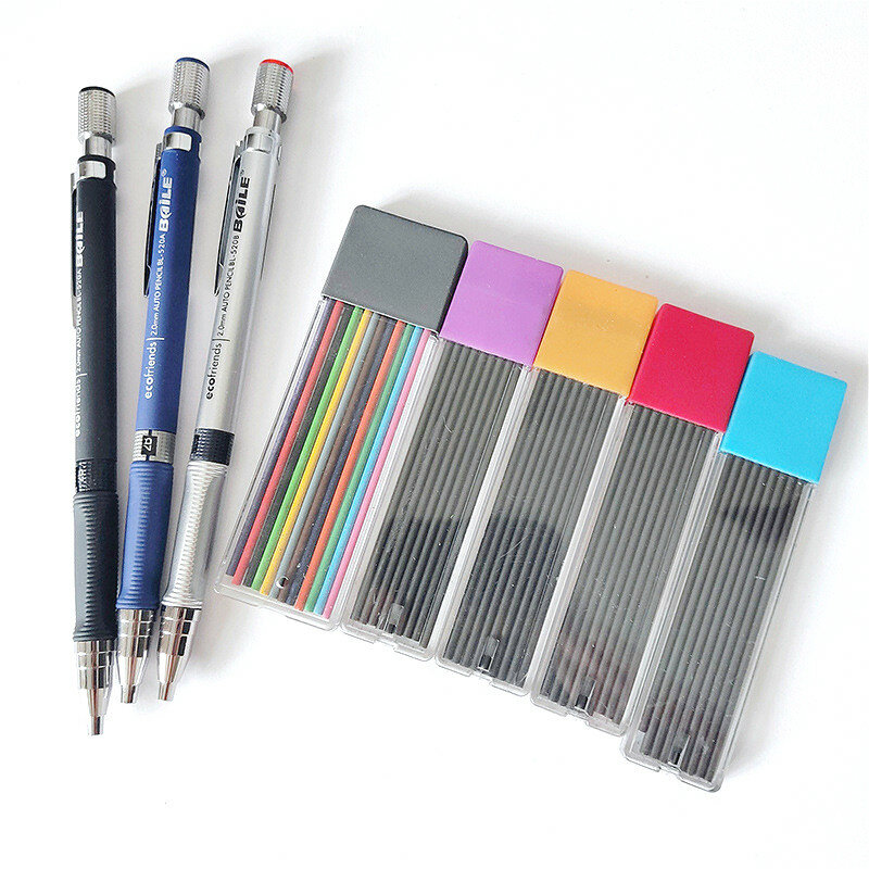 2.0มม.ชุด2B อัตโนมัติดินสอสีเทา/สีสันดินสอตะกั่วสำหรับเขียนเครื่องมือเครื่องเขียน