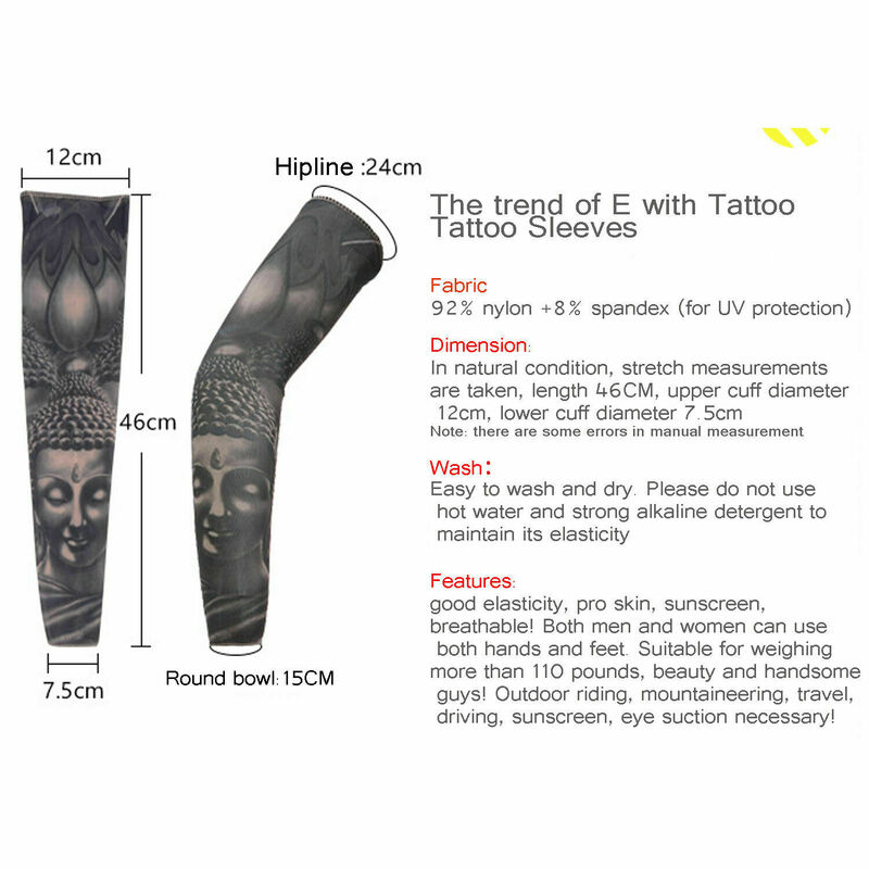 10PC Breathable 3D Tattoo UV Protection Arm Sleeve Arm Warmers Cycling Sun Protective Covers Quick Dry Summer Cooling Sleeves