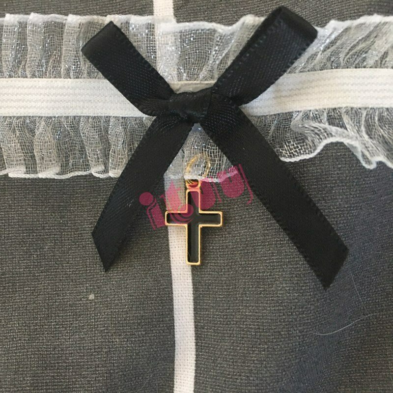 Handmake Harajuku Cute Lolita Ribbon Chain Cosplay Women Necklace Sweet Cross Pendant Bownot Choker Collarbone chain