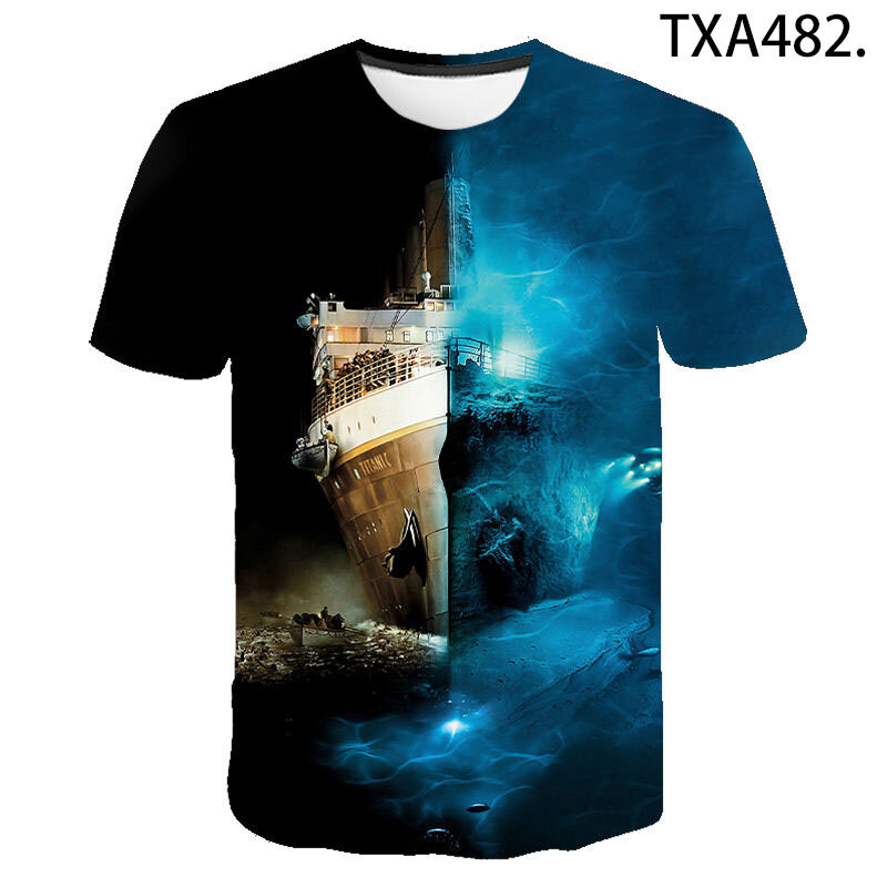 T-shirt manches courtes pour homme et femme, estival et Cool, avec impression 3D de Titanic, Harajuku, garçon et fille, 2021