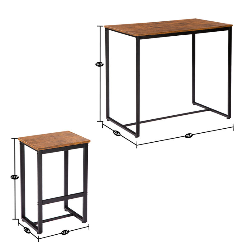 BUYTOO 심플 유칼립투스 패턴 87cm 하이 바 테이블과 의자 5 종 세트 [100x60x87cm]