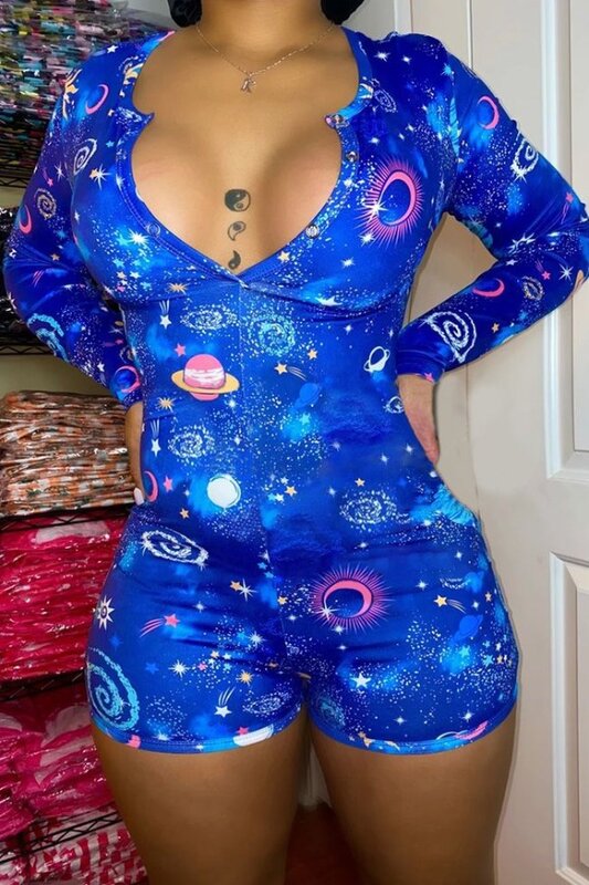 Sexy Women Playsuit Stretchy Pajamas For Adults Plus Size Button Short Pajama Women Sleepwear Jumpsuit Rompers Lingerie