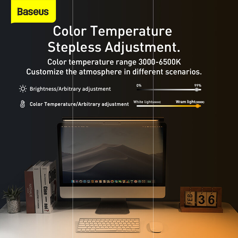 Baseus-조절 가능한 책상용 Led 화면 및 독서 조명, 컴퓨터 사용 시 시력을 보호하는 가정 및 사무용 램프