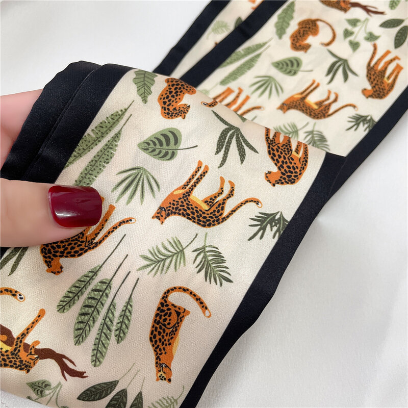 2022 impressão animal neckerchief design magro lenço de seda bandana moda meninas acessórios para o cabelo mão pulso macio foulard xale