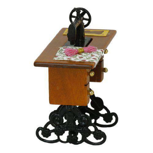 Kuulee-máquina de coser para casa de muñecas en miniatura, con tela, nueva en caja, escala 1/12
