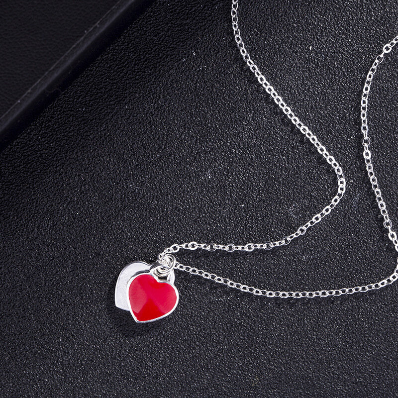 1:1 Ladies Sterling Silver S925  Pop Double Heart Pendant TF Love Necklace Jewelry Couple Jewelry Pendants and necklaces