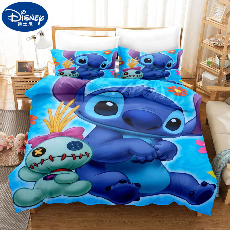 Disney Stitch Set biancheria da letto lenzuolo federa Cartoon copriletto  singolo Twin lenzuola complete bambini Kid Boy Bed Set camera da letto  coperture / Biancheria letto