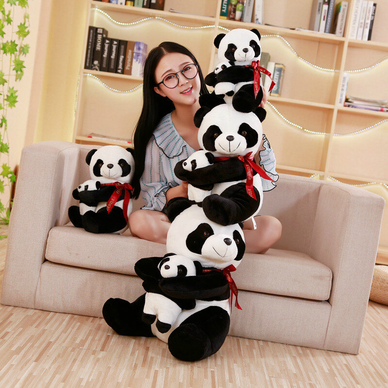 1 Pc 25-40Cm Kawaii Simulatie Giant Panda Knuffel Gevuld Dier Pop Moeder Baby Kids Baby Meisjes speelgoed Verjaardagscadeau Home Decor