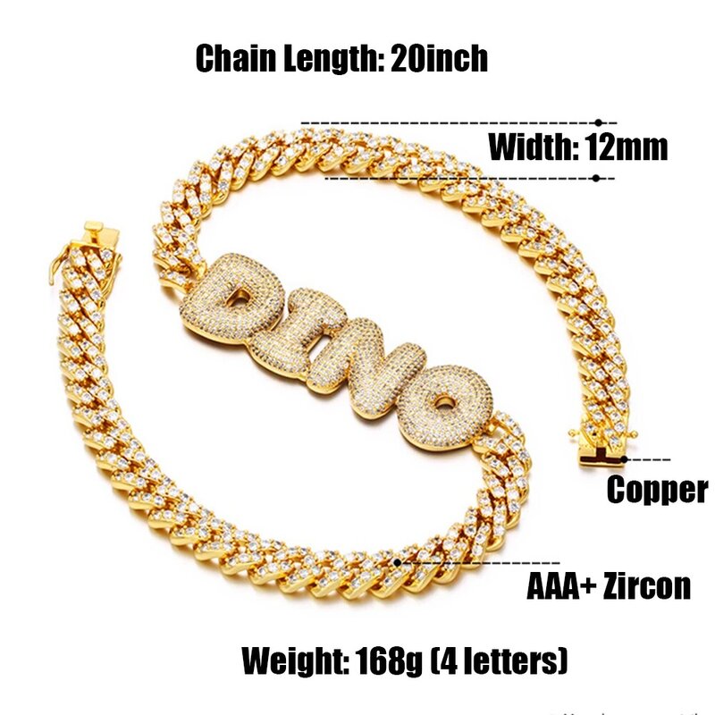 Ожерелье с именем на заказ, в стиле хип-хоп