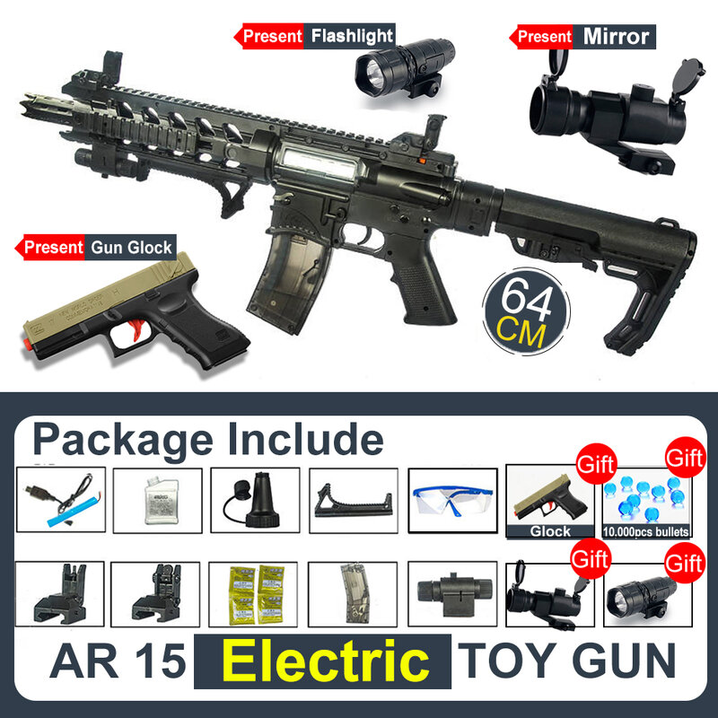 어린이 선물 장난감 AR15 물 젤 볼 총 소총 CS 슈팅 게임 전기 총 Airsoft 공기총 소년을위한 안전하고 재미있는 소총