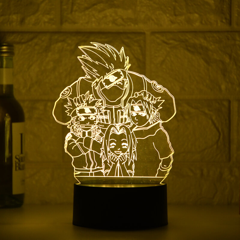 Anime Naruto Uzumaki Led lampka nocna zespół 16 Sasuke Kakashi Hatake dzieci sypialnia lampka nocna Itachi Uchiha 3d lampa dziecko świąteczny prezent