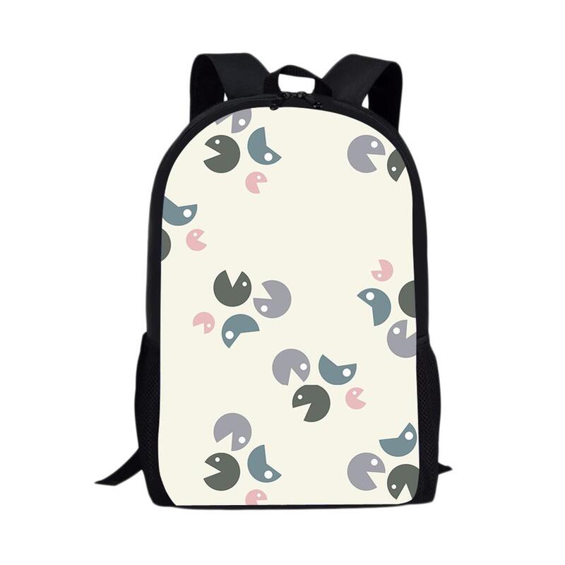 WHEREISART 16-inch Bag Daypack for Girls Teenagers Boys Pacman Print SchoolBag School Supplies Backpack Mochilas Mujer Rugzak