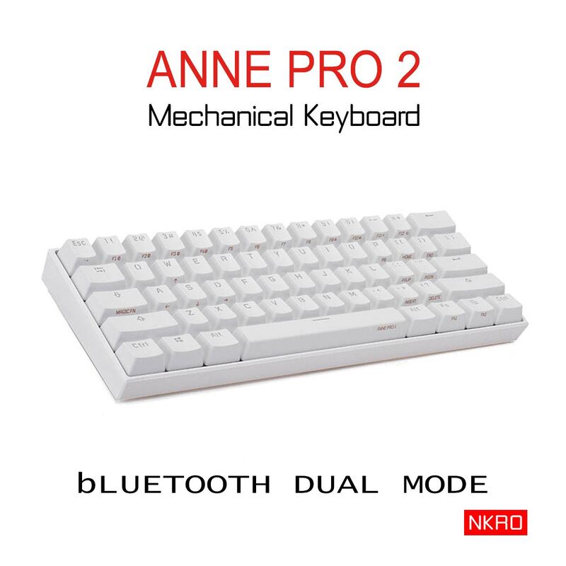 ANNE Pro2 미니 휴대용 무선 블루투스 60% 기계식 키보드 레드 블루 브라운 스위치 게임용 키보드 분리형 케이블 핫