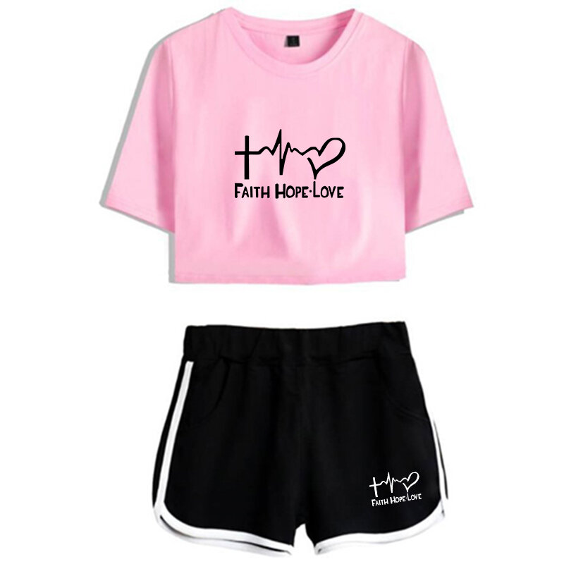 Женский спортивный костюм из 2 предметов, Повседневная футболка с принтом и шорты, брюки для бега и спорта, женская одежда, лето 2021