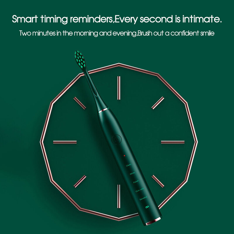 [ZS] Smart 5 modalità ricaricabile carica induttiva adulto IPX7 Sonic spazzolino elettrico UV disinfettare Base 8 testina di ricambio