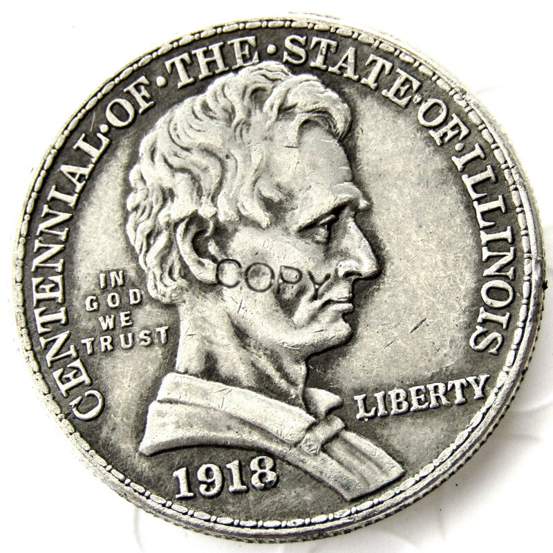 1918 moedas banhadas a prata meio dólar cópia