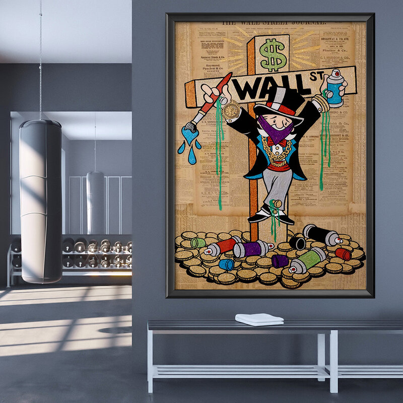 Big Sizes Monopoly Art Prints Exhibition Street Vintage Canvas Poster Abstract Painting Wall Pictures for Living Room