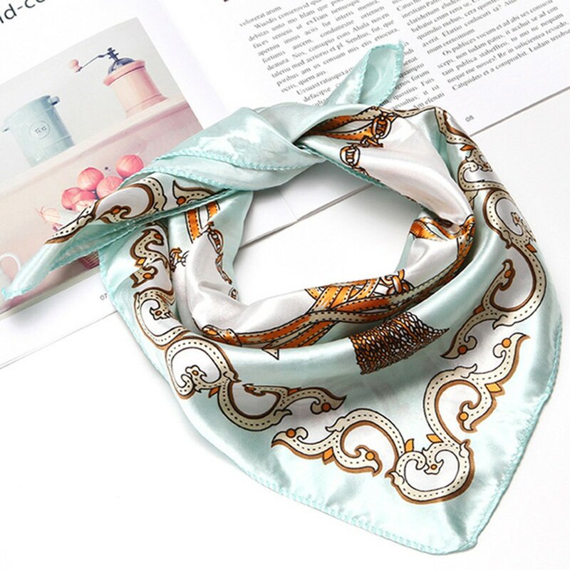 Simulation Silk Women Scarf Accessories Women Multi-purpose Printing Bandana Gift Headband Wrap Protective Coverage Scarves