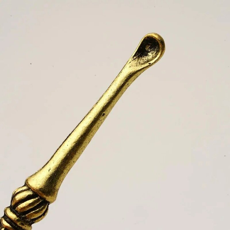 Limpiador de cera portátil para oídos, cuchara de bronce chapada en aleación de Zinc, removedor de cera, cureta, herramienta de limpieza de oídos, cuidado del oído, uso doméstico