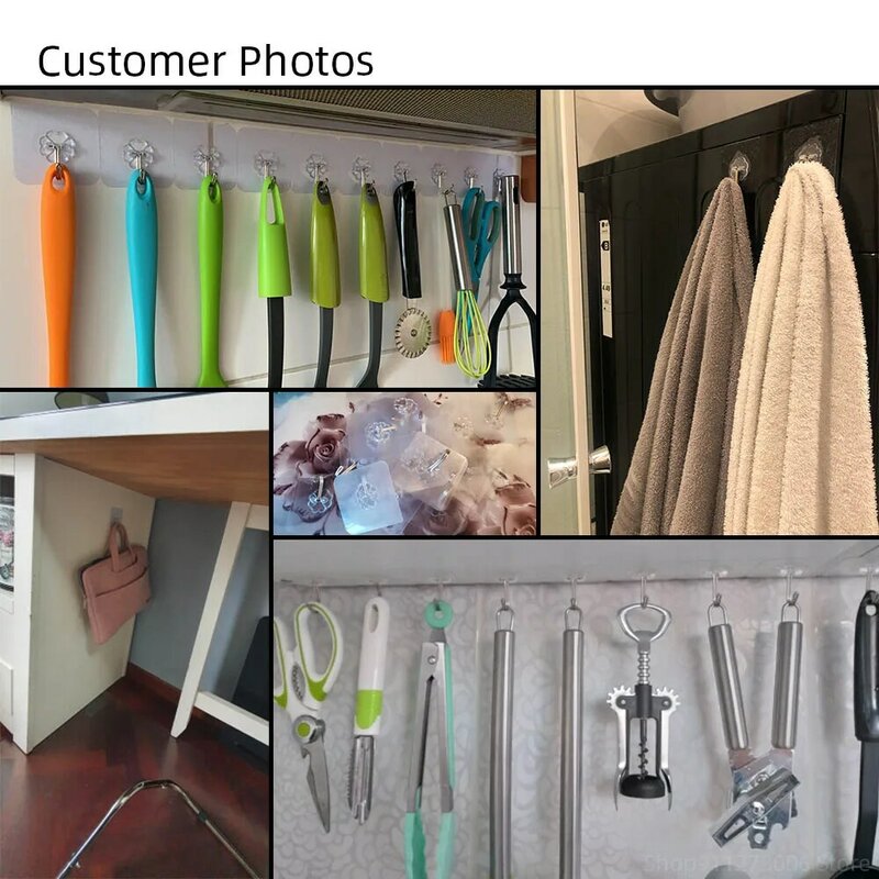 Crochets muraux de porte auto-adhésifs solides transparents, ventouse à forte charge pour la maison, la cuisine et la salle de bain