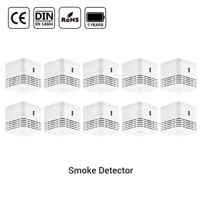 Cpvan detector de fumaça en14604 sensor detector de alarme certificado ce 5 anos de vida da bateria sensor de fumaça detector de alarme de fumaça